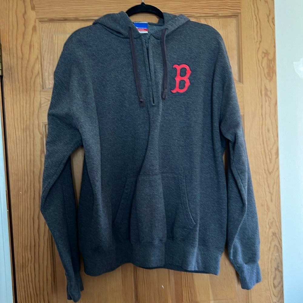 Vintage Champion Boston Redsox 3/4 zip Charcoal Color Hoodie. XL